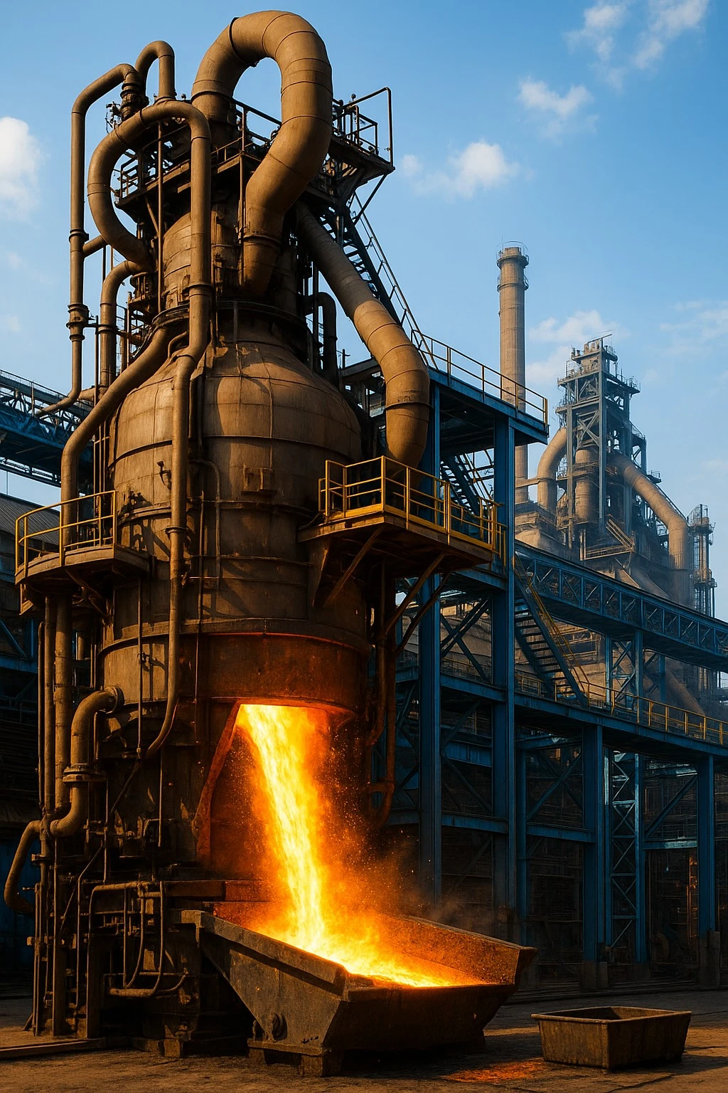 Blast furnace in steel manufacturing facility
